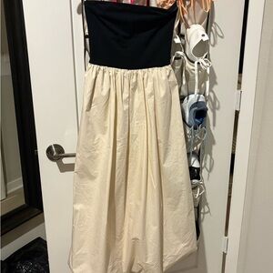 Sincerely Jules XS black and cream strapless dress balloon bottom